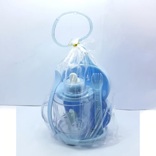 Baby Bowl & Cup Set Blue Plastic Durable Spill Proof