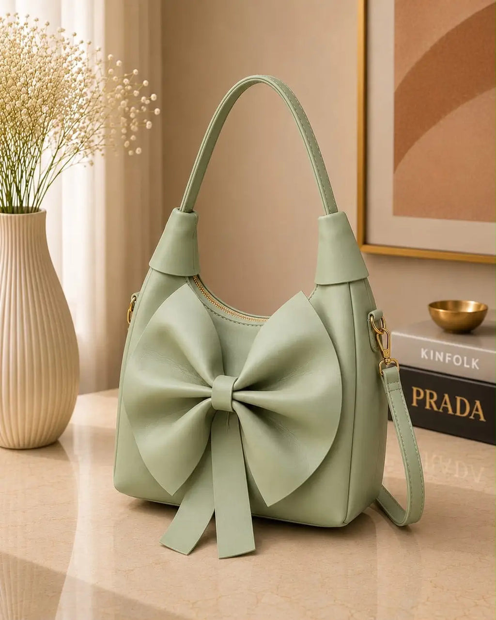 Women's Leather Plain Shoulder Bag
