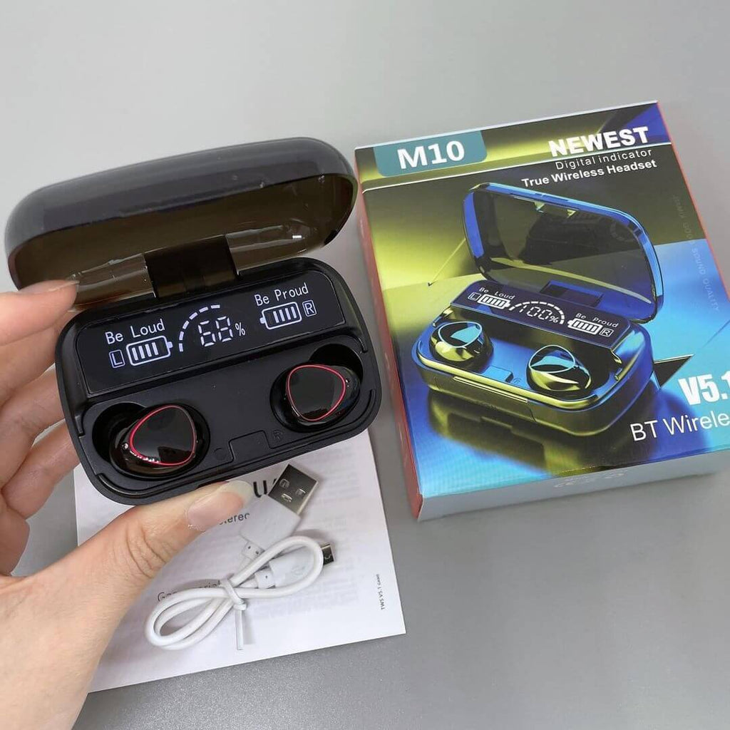 M10 Earbuds TWS Bluetooth Headphones 350mAh Charging Box Wireless Earphones With Microphone 9D Air buds Stereo Sports Waterproof Ear buds Headset