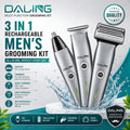 DALING DL-9218 3-in-1 Rechargeable Men's Grooming Kit | Trimmer, Shaver & Nose Hair Trimmer | USB Charging